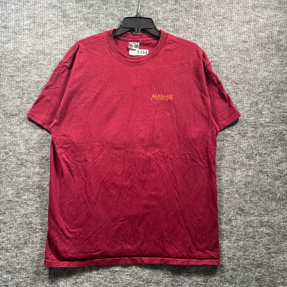 Hanes Beefy-T Alaskan Summer Ale Orca Whale Graphic T-Shirt Maroon Large